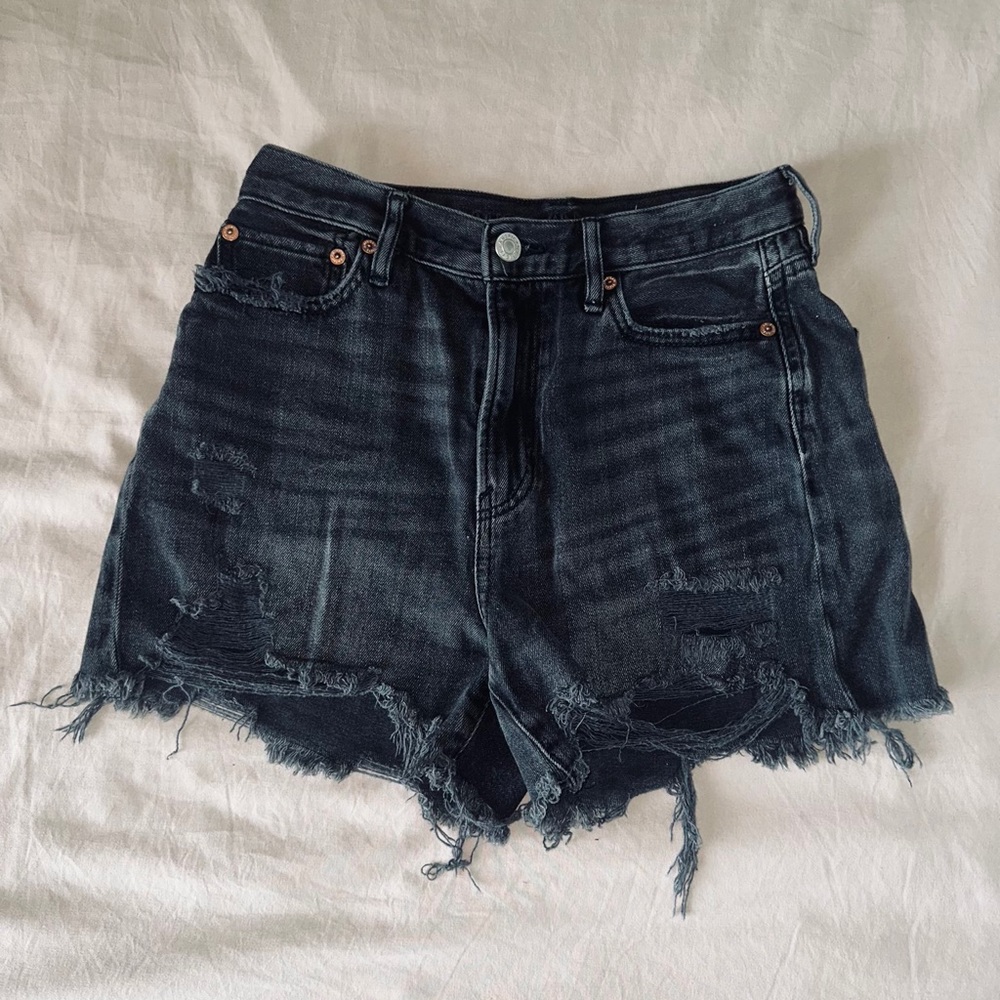 Black AE American Eagle Denim Cutoff Shorts Size 0 Jean Shorts